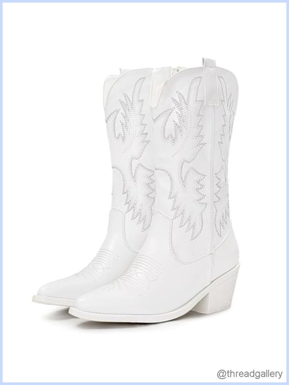 Western Cowboy Boots Faux Leather Pointed Toe Mid Calf Pull On Women's